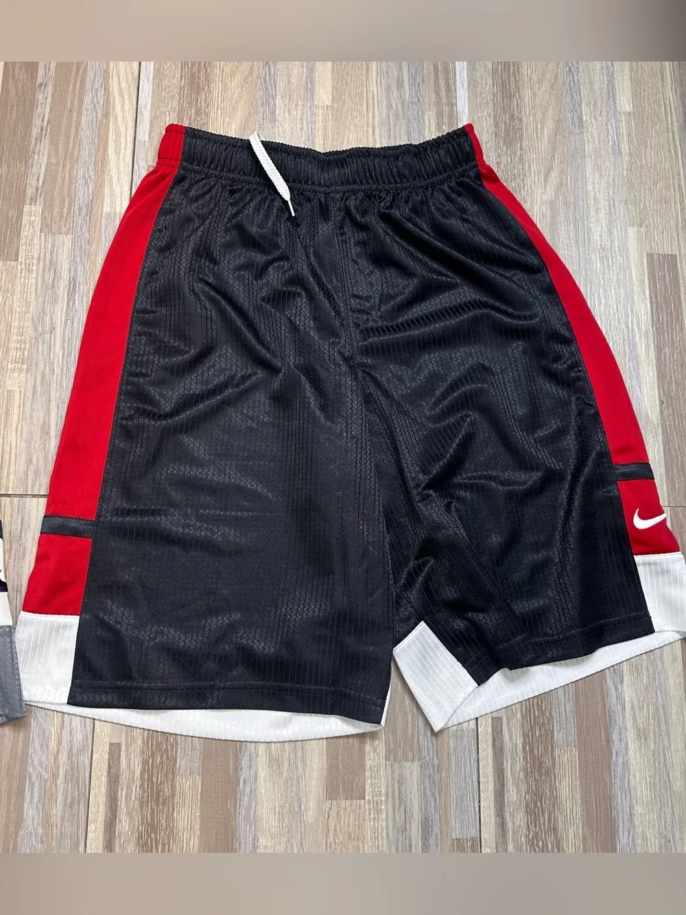 Nike Athletic Basketball Shorts Bundle, Navy/White & Black/Red Youth Medium